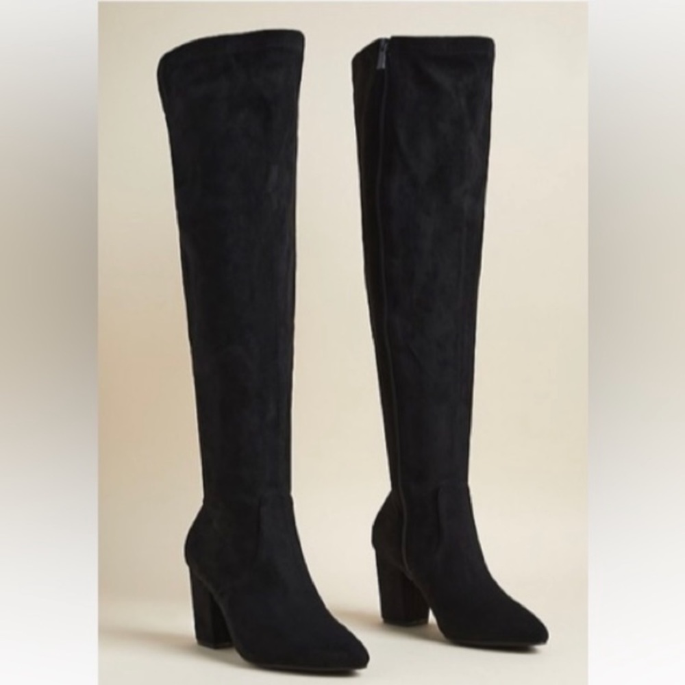 Over the knee boots. Suede. New in box. Black.